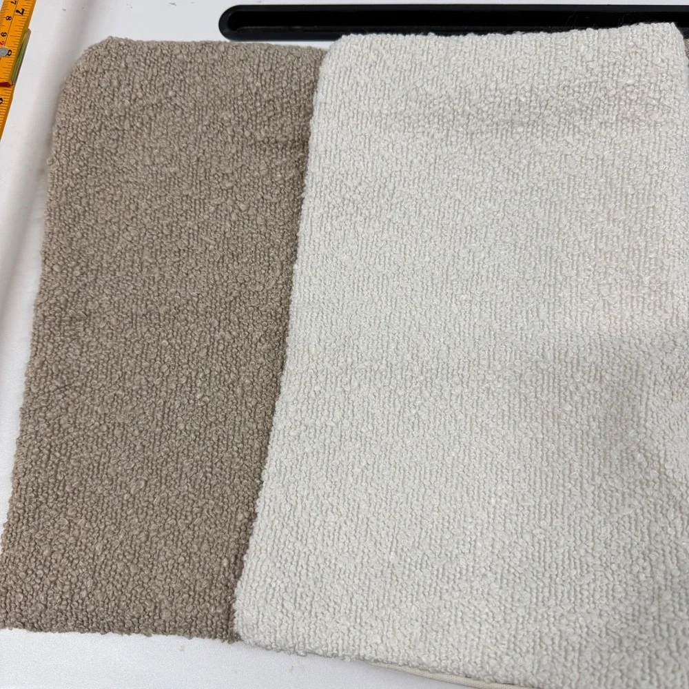 Set of 4 Boucle Throw Pillow Covers Earth Tones Olive Green Tan Cream Textured